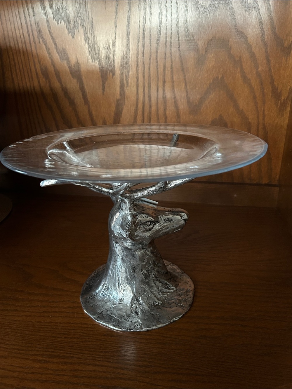 RARE Pottery Barn Stag Deer
Head Cake Stand Pedestal
Glass Platter Retired NWT - Picture 5 of 11